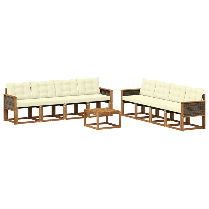 Set de canapele de exterior cu pernă 9 pcs Natural și Crem WALTI