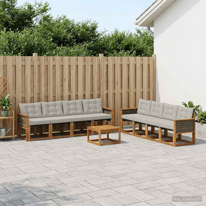 Set de canapele de exterior 9 pcs Natural și gri deschis WALTI