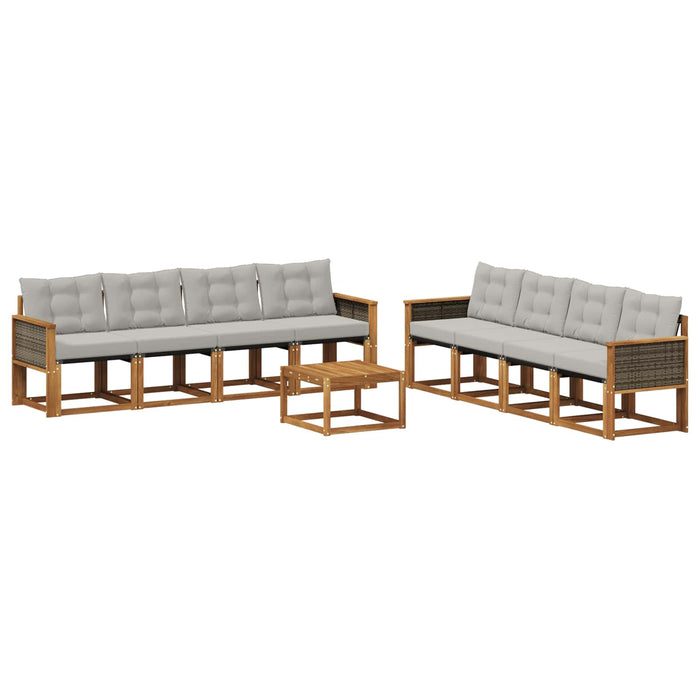 Set de canapele de exterior 9 pcs Natural și gri deschis WALTI
