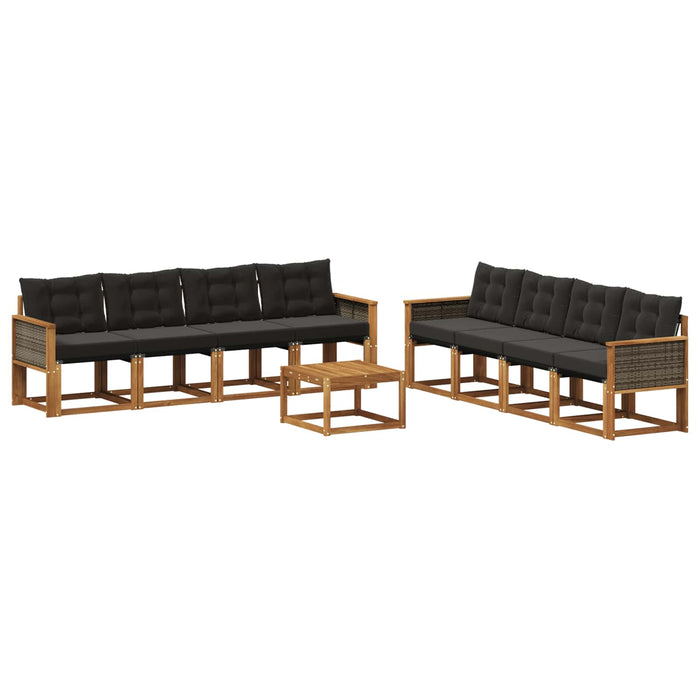 Set de canapele de exterior cu pernă 9 pcs Natural și Negru WALTI