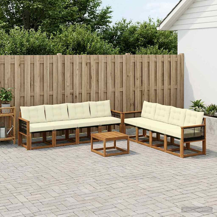 Set de canapele de exterior cu pernă 9 pcs Natural și Crem WALTI
