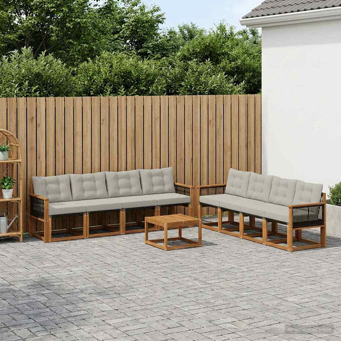 Set de canapele de exterior 9 pcs Natural și gri deschis WALTI