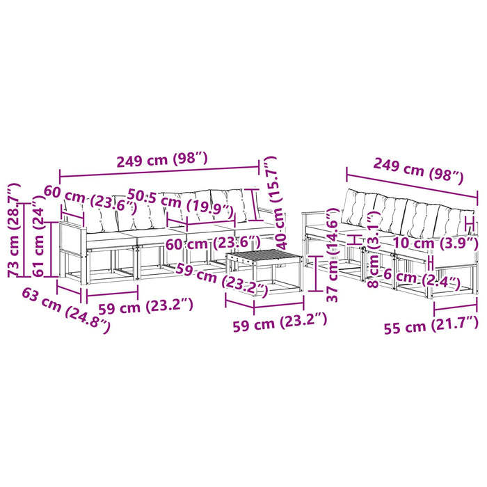 Set de canapele de exterior 9 pcs Natural și gri deschis WALTI