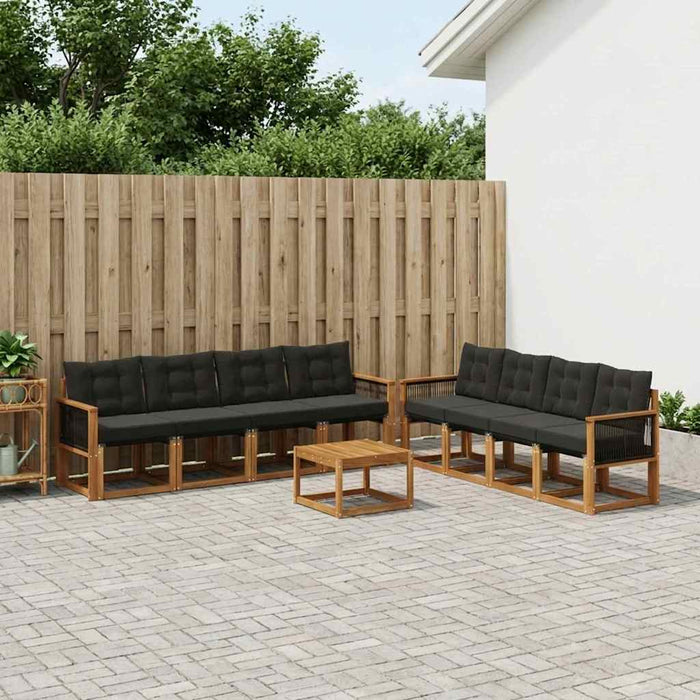 Set de canapele de exterior cu pernă 9 pcs Natural și Negru WALTI