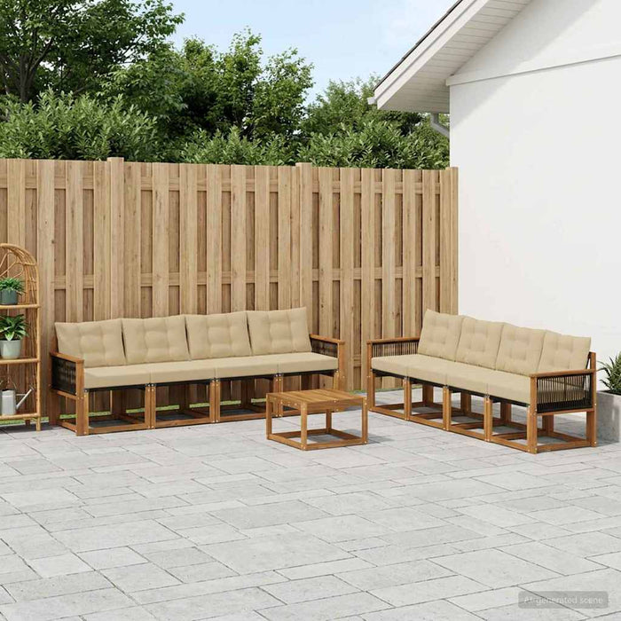 Set de canapele de exterior cu pernă 9 pcs Natural și Bej WALTI