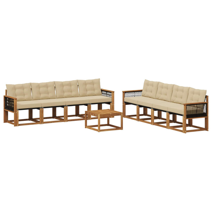 Set de canapele de exterior cu pernă 9 pcs Natural și Bej WALTI