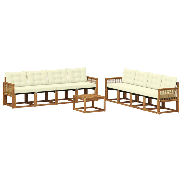 Set de canapele de exterior cu pernă 9 pcs Natural și Crem WALTI