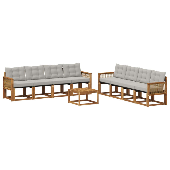 Set de canapele de exterior 9 pcs Natural și gri deschis WALTI