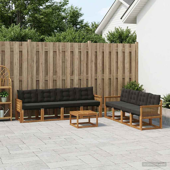 Set de canapele de exterior cu pernă 9 pcs Natural și Negru WALTI