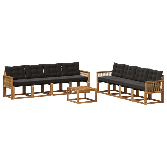 Set de canapele de exterior cu pernă 9 pcs Natural și Negru WALTI