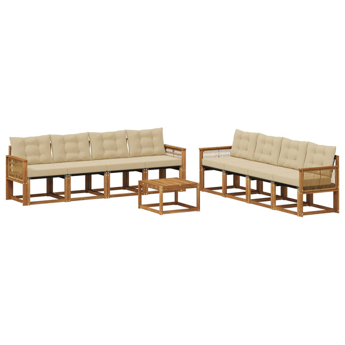 Set de canapele de exterior cu pernă 9 pcs Natural și Bej WALTI
