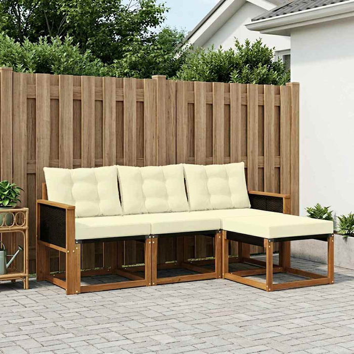 Set de canapele de exterior cu pernă 4 pcs Natural și Crem WALTI