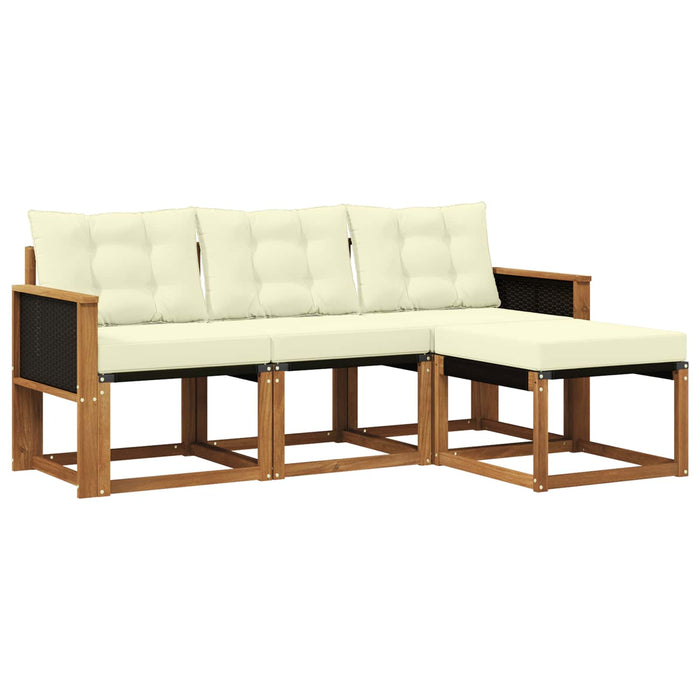 Set de canapele de exterior cu pernă 4 pcs Natural și Crem WALTI
