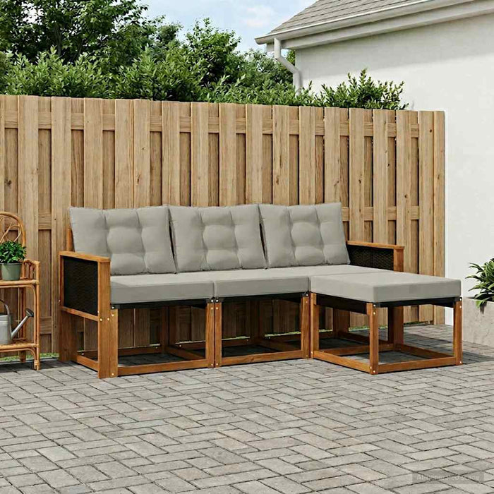 Set de canapele de exterior 4 pcs Natural și gri deschis WALTI