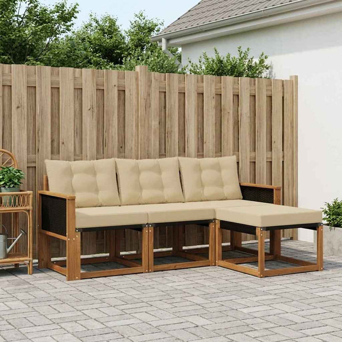 Set de canapele de exterior cu pernă 4 pcs Natural și Bej WALTI