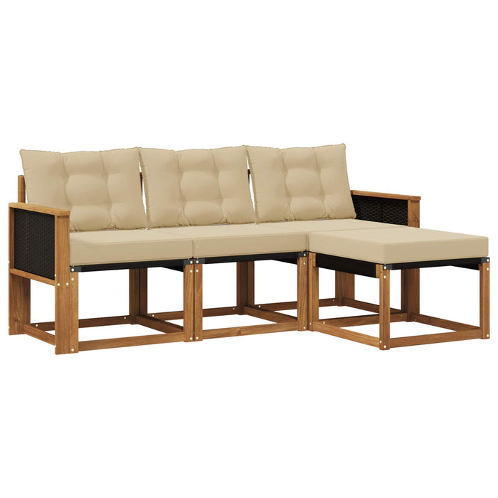 Set de canapele de exterior cu pernă 4 pcs Natural și Bej WALTI