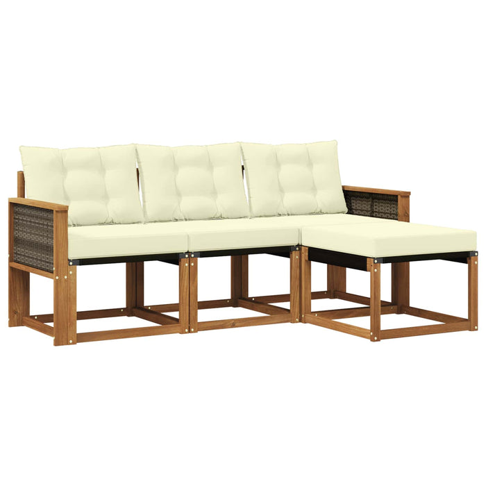 Set de canapele de exterior cu pernă 4 pcs Natural și Crem WALTI