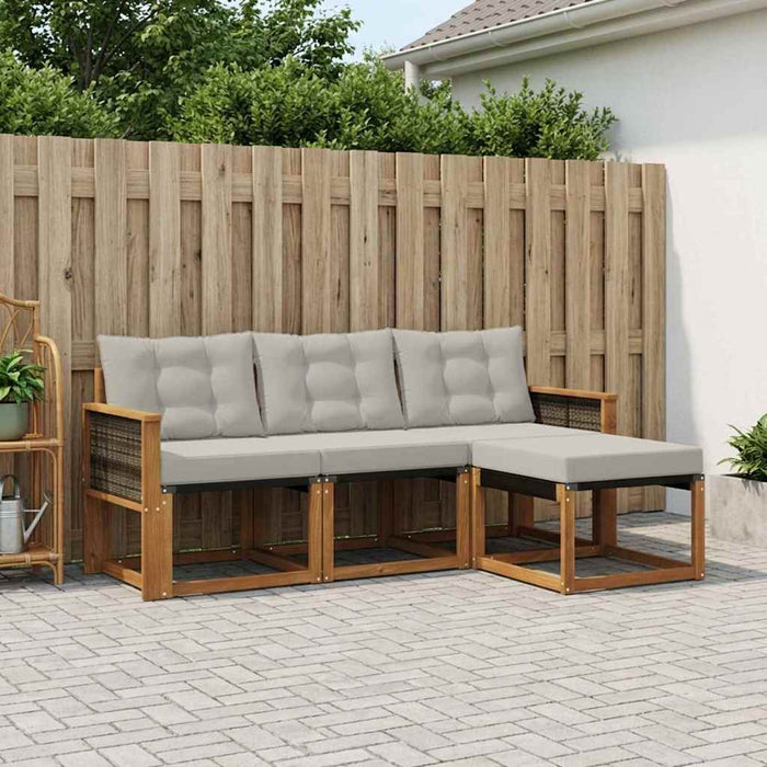 Set de canapele de exterior 4 pcs Natural și gri deschis WALTI