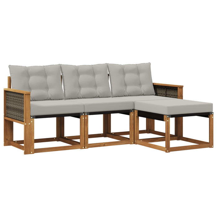 Set de canapele de exterior 4 pcs Natural și gri deschis WALTI