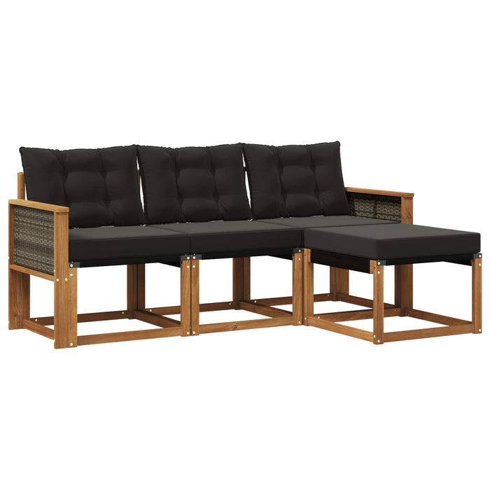 Set de canapele de exterior cu pernă 4 pcs Natural și Negru WALTI