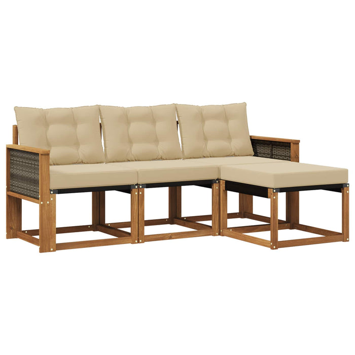 Set de canapele de exterior cu pernă 4 pcs Natural și Bej WALTI