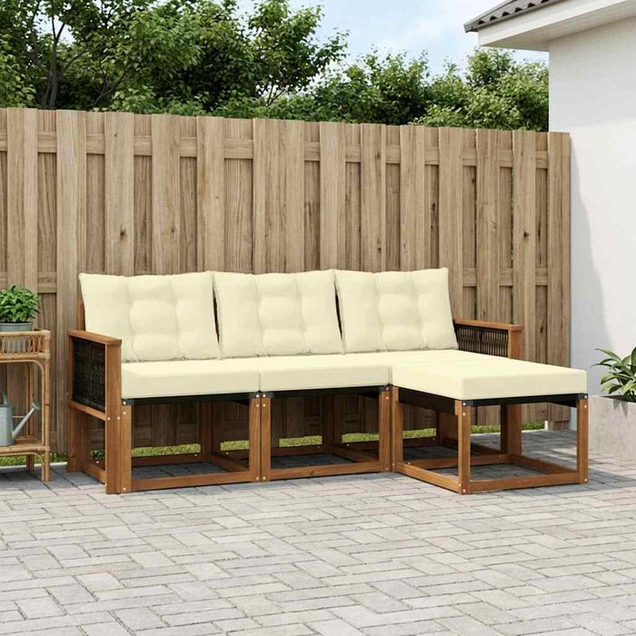 Set de canapele de exterior cu pernă 4 pcs Natural și Crem WALTI