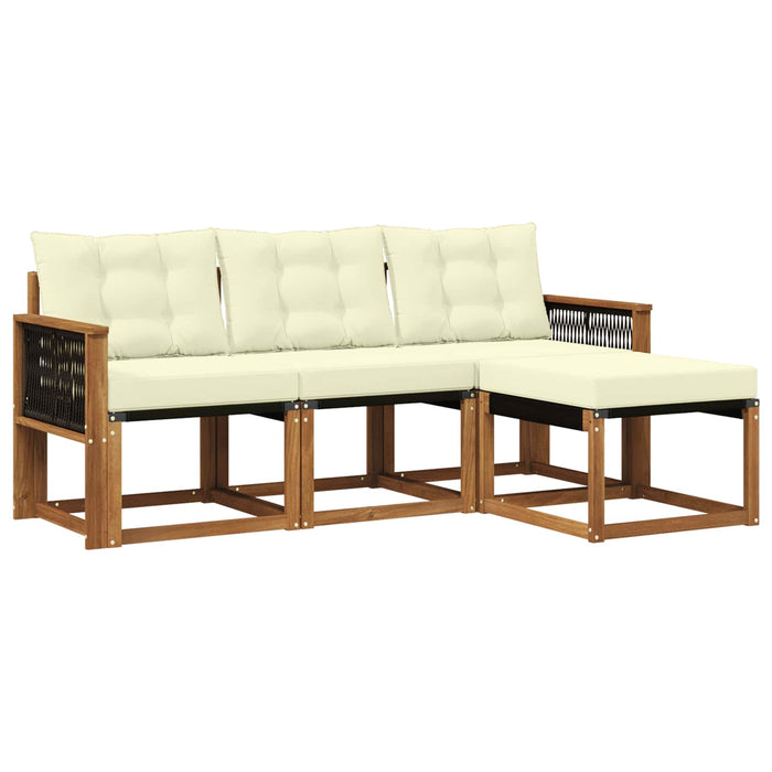 Set de canapele de exterior cu pernă 4 pcs Natural și Crem WALTI