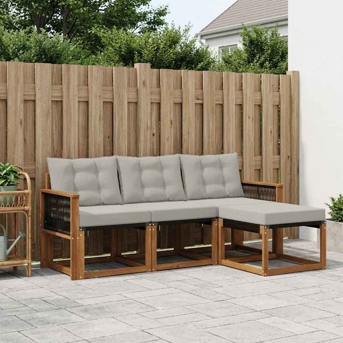 Set de canapele de exterior 4 pcs Natural și gri deschis WALTI