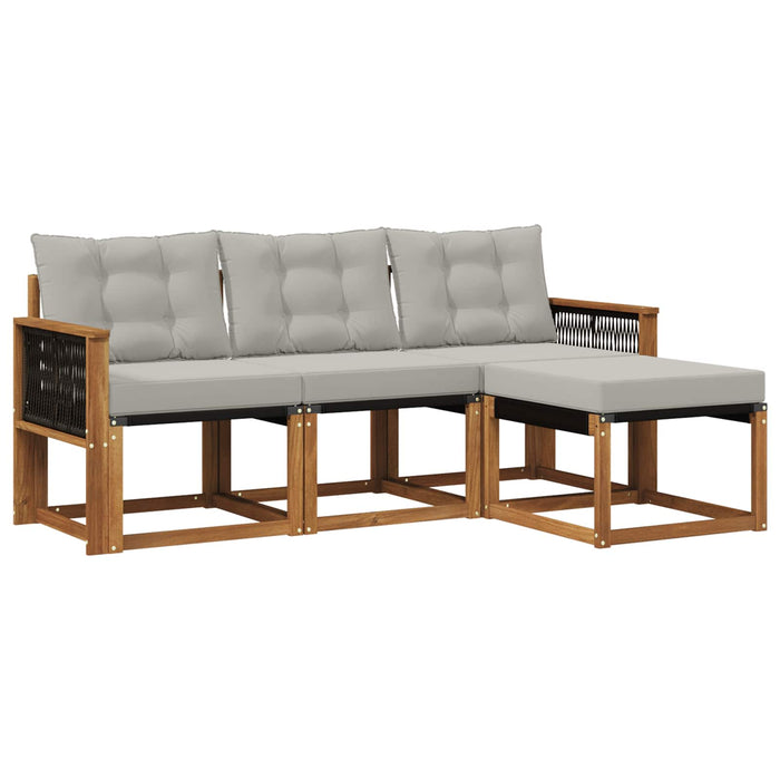Set de canapele de exterior 4 pcs Natural și gri deschis WALTI