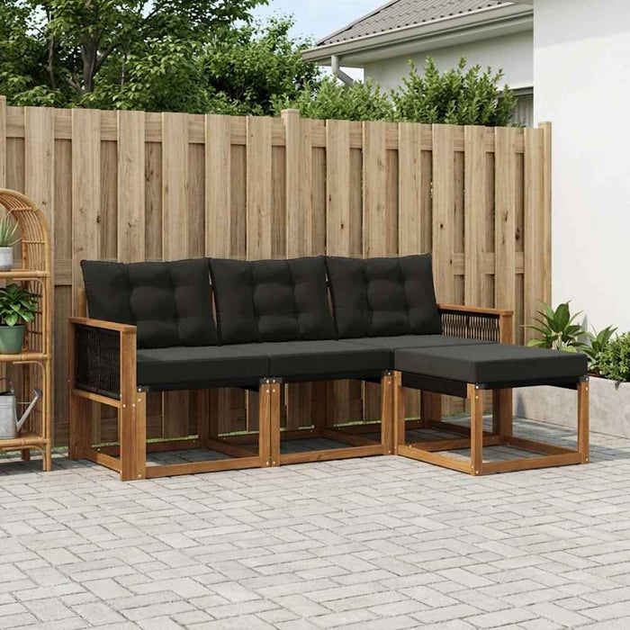 Set de canapele de exterior cu pernă 4 pcs Natural și Negru WALTI