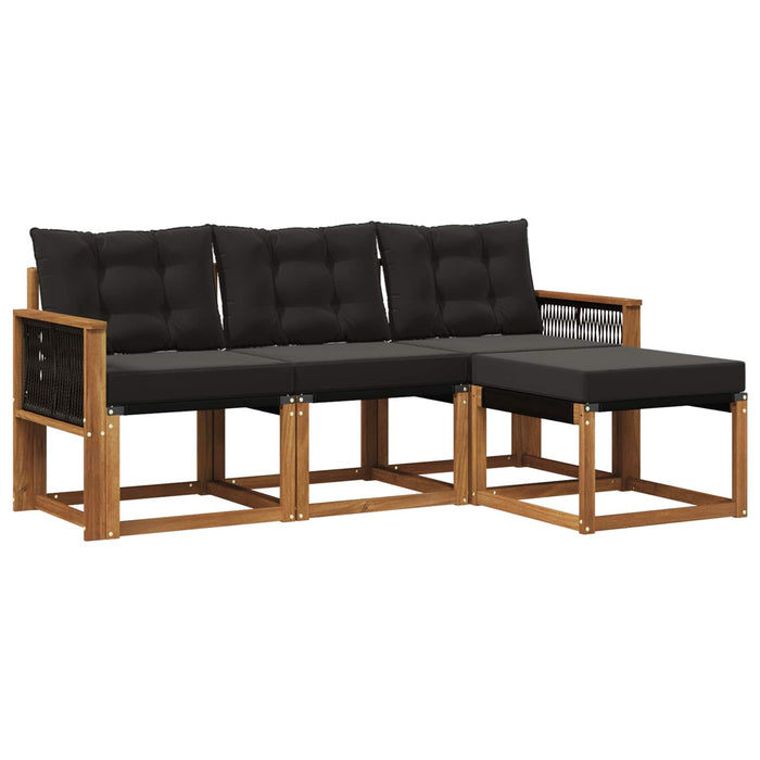 Set de canapele de exterior cu pernă 4 pcs Natural și Negru WALTI