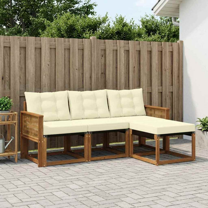 Set de canapele de exterior cu pernă 4 pcs Natural și Crem WALTI