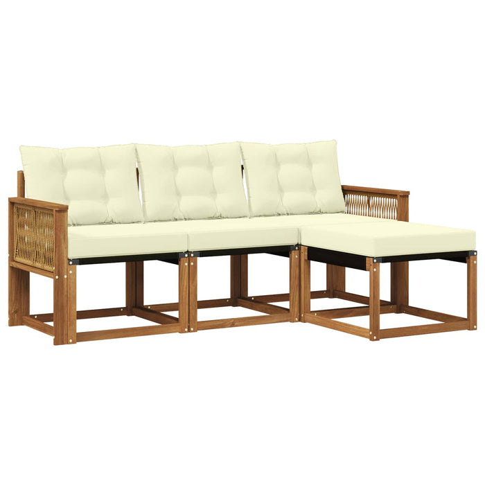 Set de canapele de exterior cu pernă 4 pcs Natural și Crem WALTI