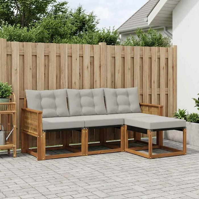 Set de canapele de exterior 4 pcs Natural și gri deschis WALTI