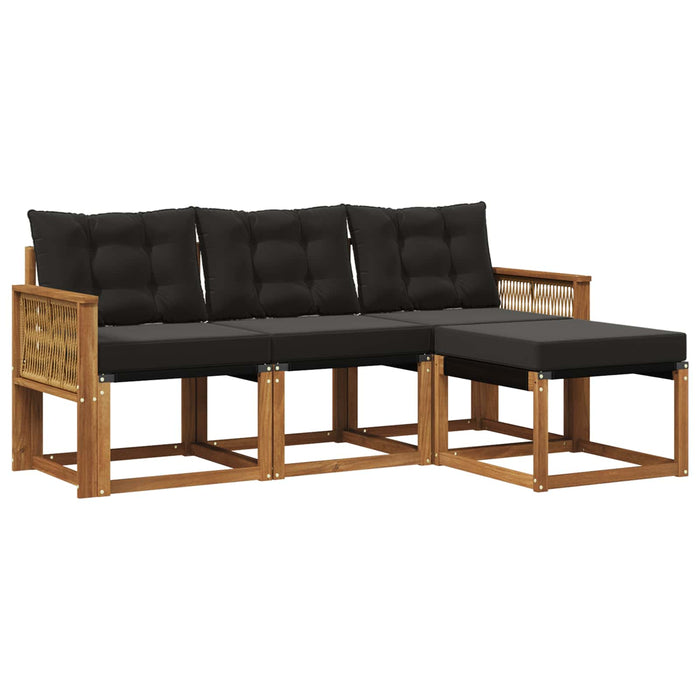 Set de canapele de exterior cu pernă 4 pcs Natural și Negru WALTI