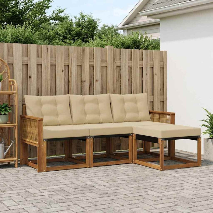 Set de canapele de exterior cu pernă 4 pcs Natural și Bej WALTI