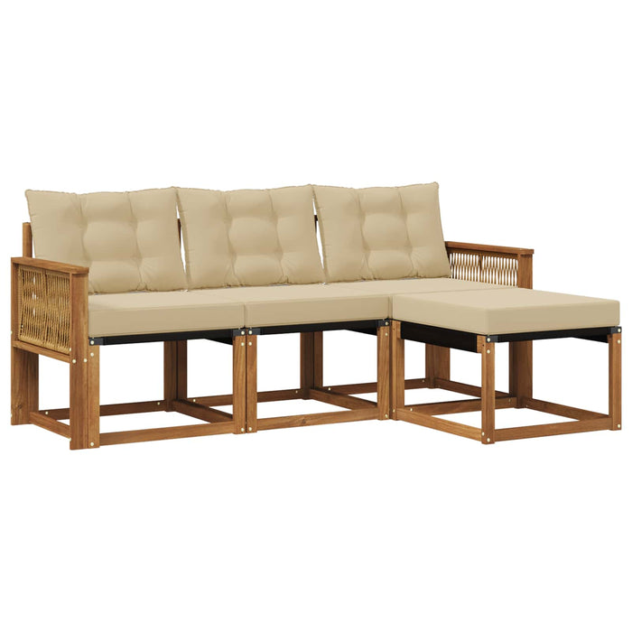 Set de canapele de exterior cu pernă 4 pcs Natural și Bej WALTI