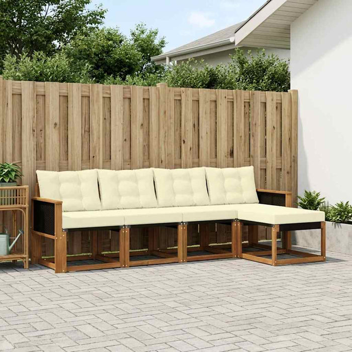 Set de canapele de exterior cu pernă 5 pcs Natural și Crem WALTI