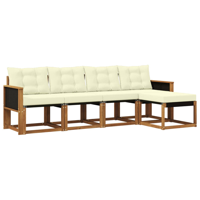 Set de canapele de exterior cu pernă 5 pcs Natural și Crem WALTI