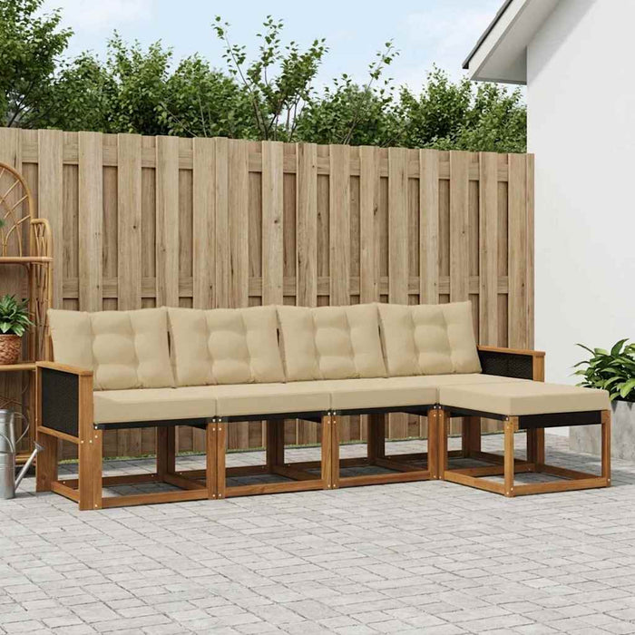 Set de canapele de exterior cu pernă 5 pcs Natural și Bej WALTI