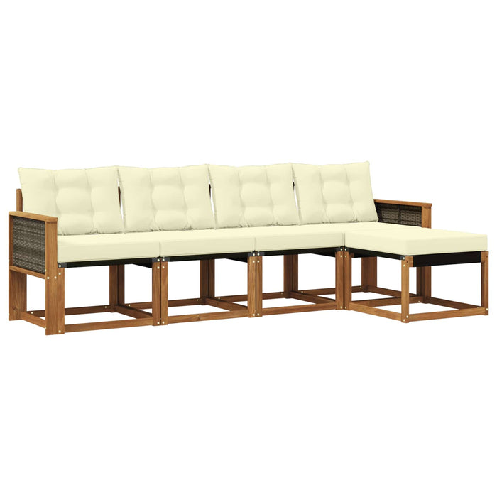 Set de canapele de exterior cu pernă 5 pcs Natural și Crem WALTI