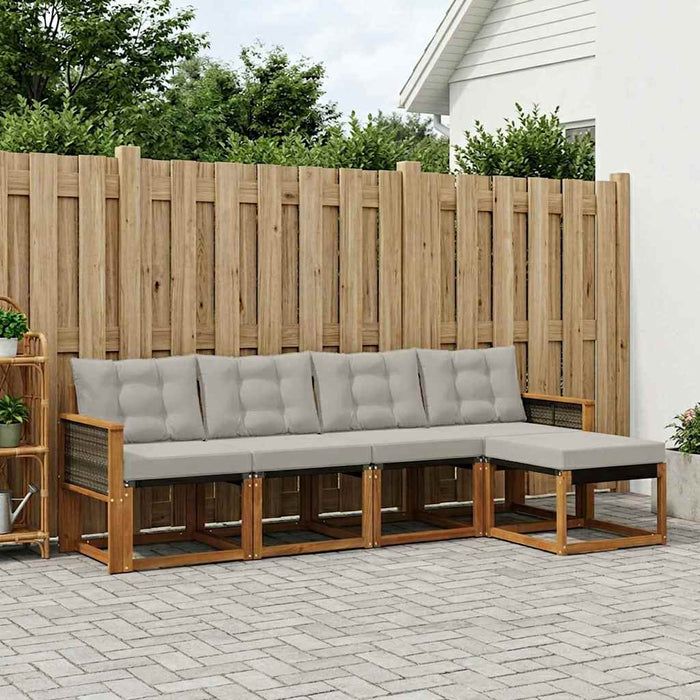 Set de canapele de exterior 5 pcs Natural și gri deschis WALTI