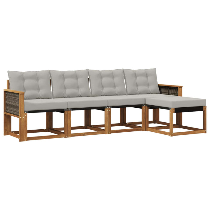 Set de canapele de exterior 5 pcs Natural și gri deschis WALTI