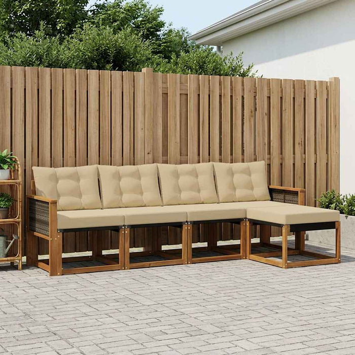 Set de canapele de exterior cu pernă 5 pcs Natural și Bej WALTI