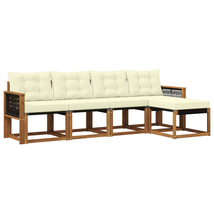 Set de canapele de exterior cu pernă 5 pcs Natural și Crem WALTI