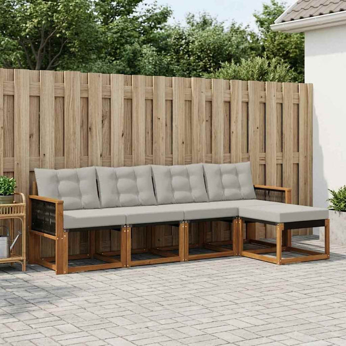 Set de canapele de exterior 5 pcs Natural și gri deschis WALTI