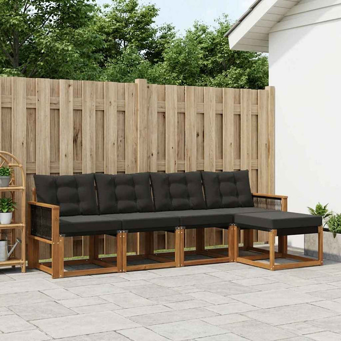 Set de canapele de exterior cu pernă 5 pcs Natural și Negru WALTI