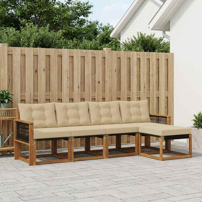 Set de canapele de exterior cu pernă 5 pcs Natural și Bej WALTI