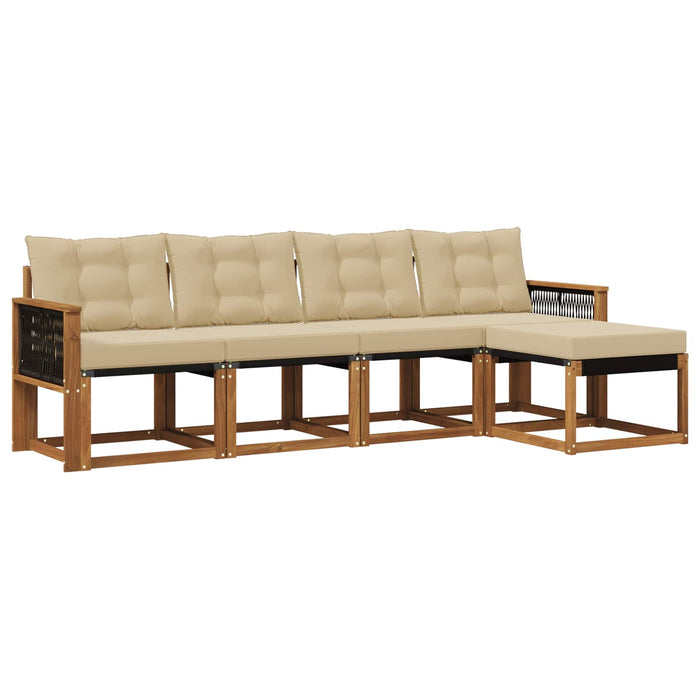 Set de canapele de exterior cu pernă 5 pcs Natural și Bej WALTI