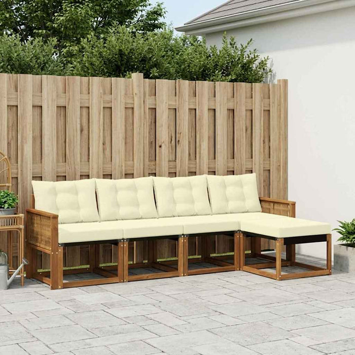 Set de canapele de exterior cu pernă 5 pcs Natural și Crem WALTI
